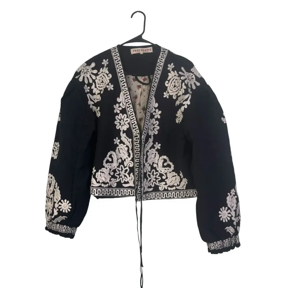 Free People Bali Mabel Jacket Large Cottahecore Boho Cowgirl Flounce Sleeve - Picture 3 of 11